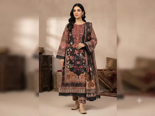 Black_And_Red_Cotton_Embroidered_Pakistani_Suit_For_Women