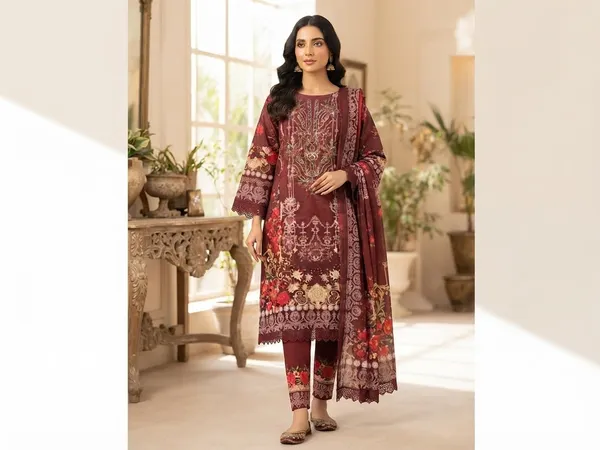 Maroon_Cotton_Embroidered_Pakistani_Suit_For_Women