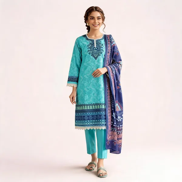 Teal_Pure_Cotton_Straight_Print_Kurta_Set_For_Women