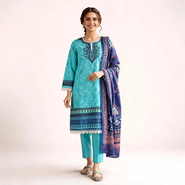 Teal_Pure_Cotton_Straight_Print_Kurta_Set_For_Women