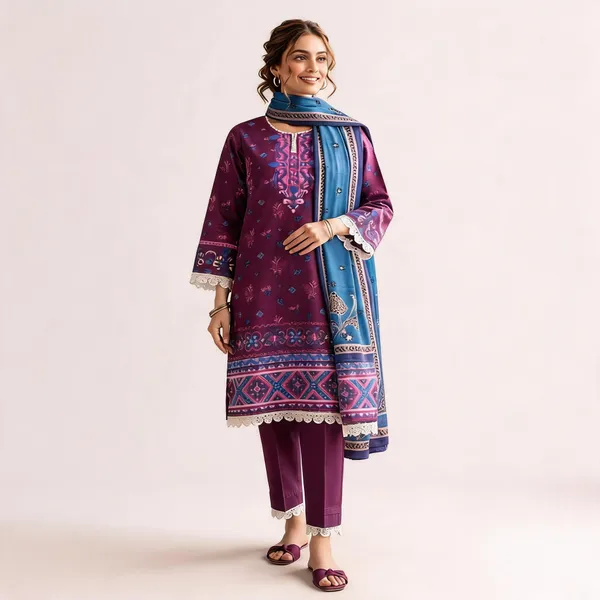 Purple_Pure_Cotton_Printed_Kurta_Set_For_Women