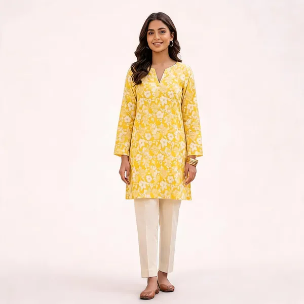Yellow_Pure_Cotton_Floral_Print_Straight_Kurta_For_Women