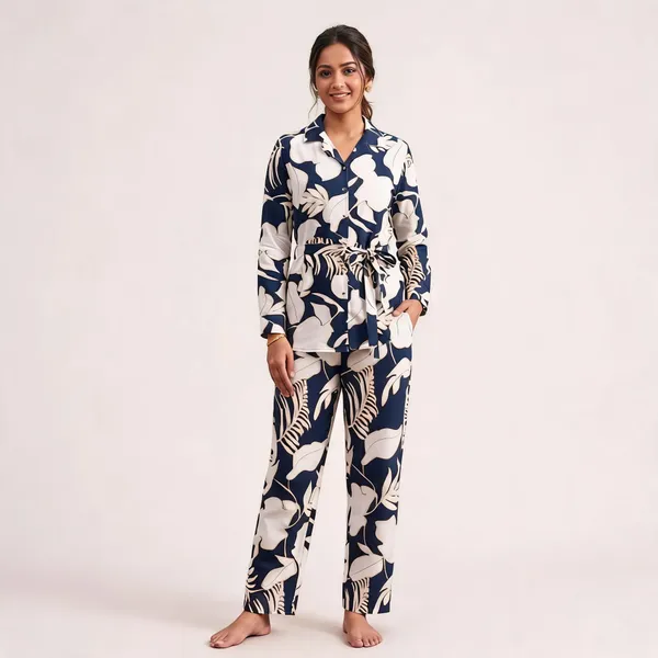 Navy_Blue_Rayon_Cotton_Relaxed_Fit_Floral_Print_Coord_Set_For_Women