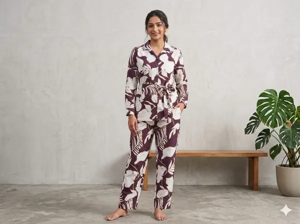 Maroon_Rayon_Cotton_Printed_Relaxed_Fit_Coord_Set_For_Women