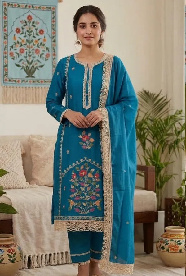 Party_wear_Embroidered_Glace_Cotton_Dress_Material_