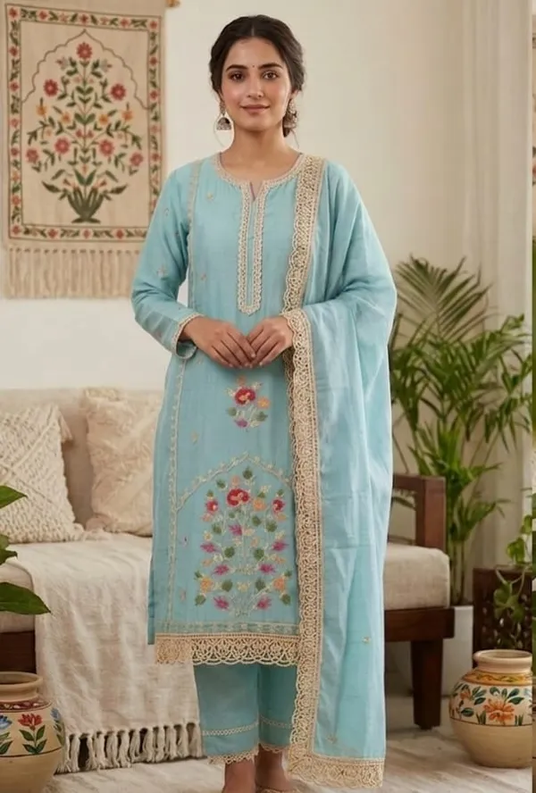 Party_wear_Embroidered_Glace_Cotton_Dress_Material_