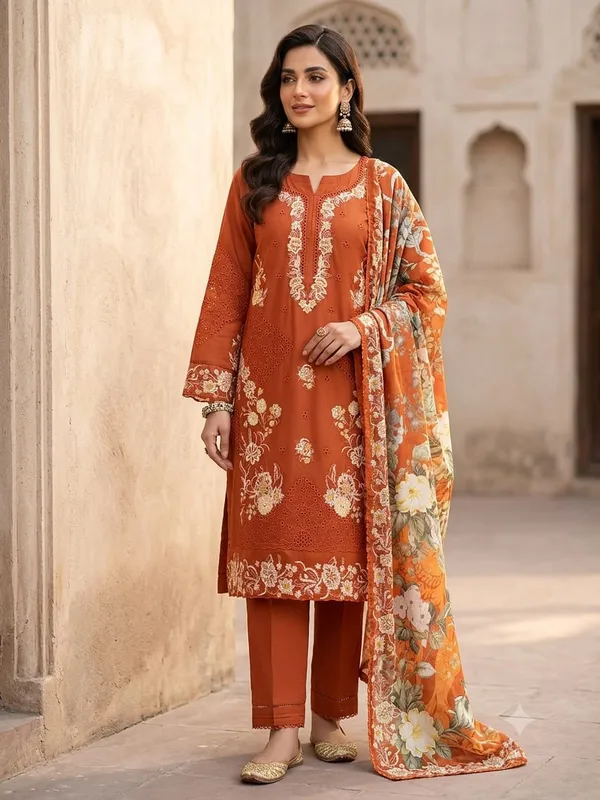 Pure_Cotton_Chikankari_Unstitched_Pakistani_embroidered_Suit