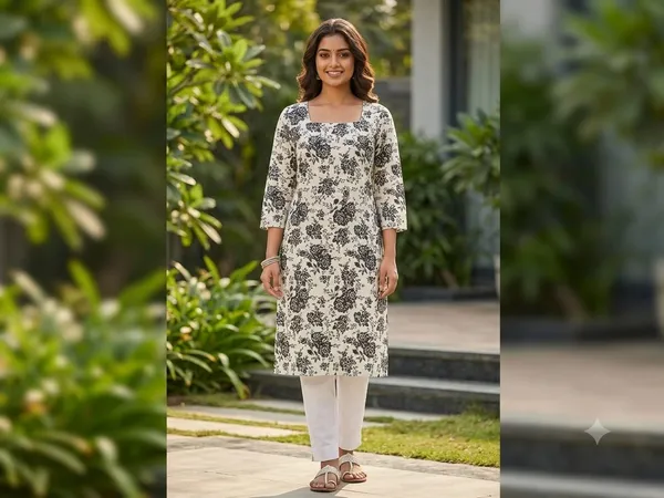 White_Pure_Cotton_Floral_Print_Straight_Kurta_For_Women