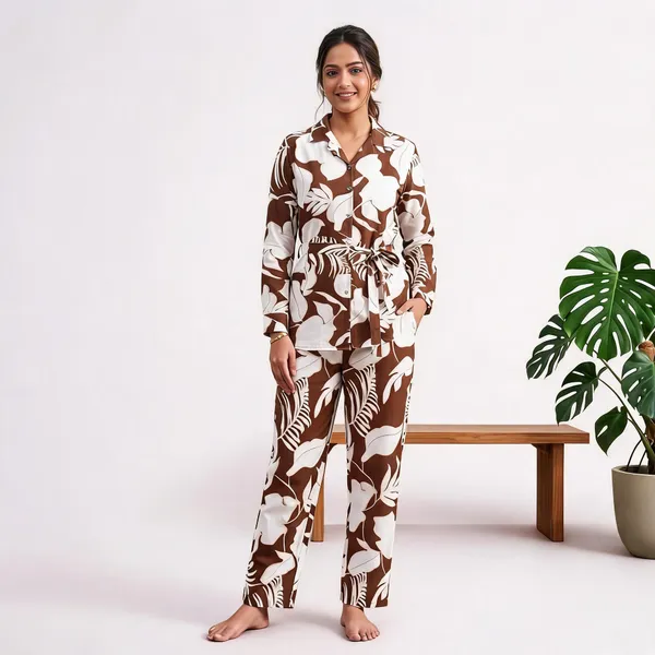 Brown_Rayon_Cotton_Floral_Print_Relaxed_Fit_Coord_Set_For_Women
