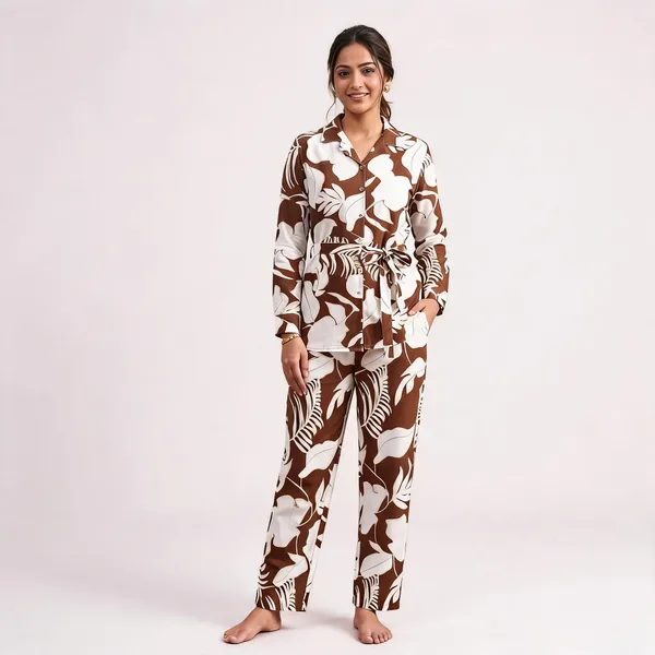 Brown_Rayon_Cotton_Floral_Print_Relaxed_Fit_Coord_Set_For_Women