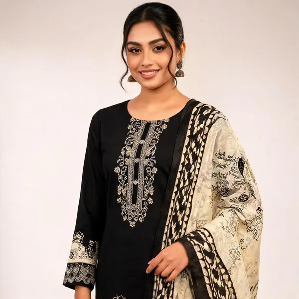 Black_And_Beige_Pure_Cotton_Printed_Pakistani_Suit_For_Women
