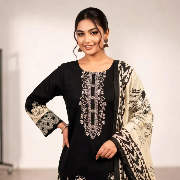 Black_And_Beige_Pure_Cotton_Printed_Pakistani_Suit_For_Women