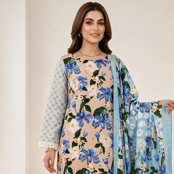Blue_And_Beige_Pure_Cotton_Floral_Printed_Pakistani_Suit_For_Women