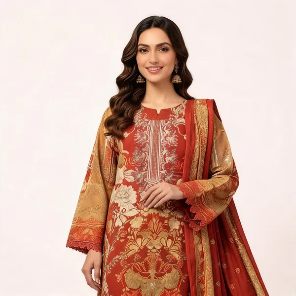 Rust_Orange_Cotton_Embroidered_Pakistani_Suit_For_Women
