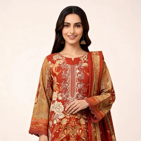 Rust_Orange_Cotton_Embroidered_Pakistani_Suit_For_Women