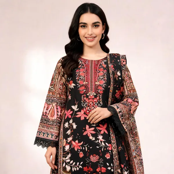 Black_And_Red_Cotton_Embroidered_Pakistani_Suit_For_Women
