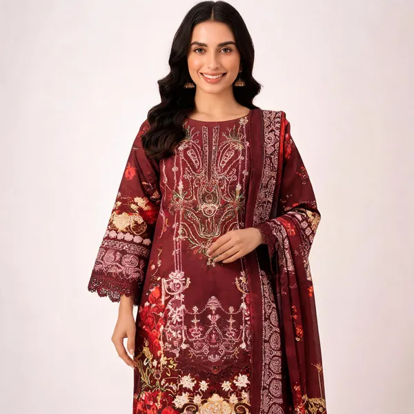 Maroon_Cotton_Embroidered_Pakistani_Suit_For_Women