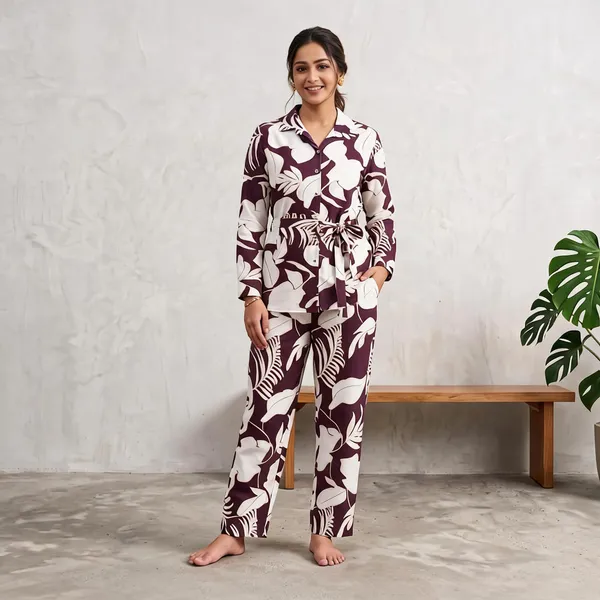 Maroon_Rayon_Cotton_Printed_Relaxed_Fit_Coord_Set_For_Women