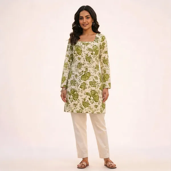Green_Pure_Cotton_Floral_Print_Straight_Kurta_For_Women