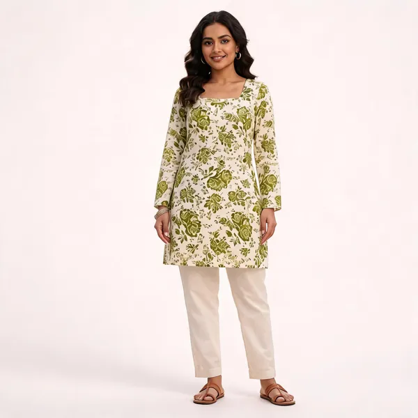 Green_Pure_Cotton_Floral_Print_Straight_Kurta_For_Women