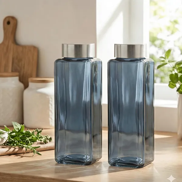 Glass_Square_Dark_Blue_Water_Bottle_Set_Of_2_750_Ml