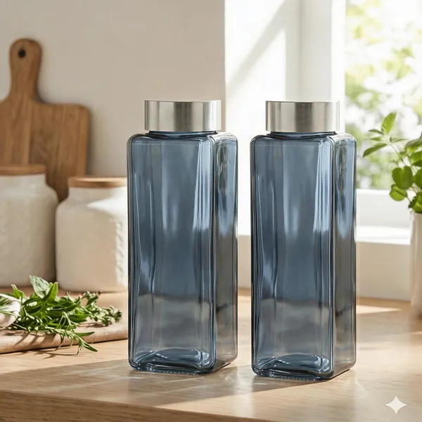 Glass_Square_Dark_Blue_Water_Bottle_Set_Of_2_750_Ml