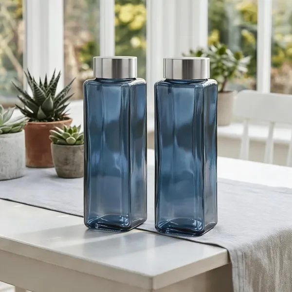 Glass_Square_Navy_Blue_Water_Bottle_Set_Of_2_750_Ml