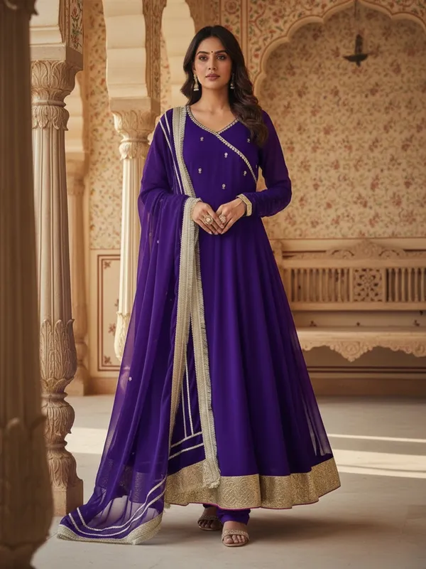Purple_Georgette_Anarkali_Kurta_Set_For_Women