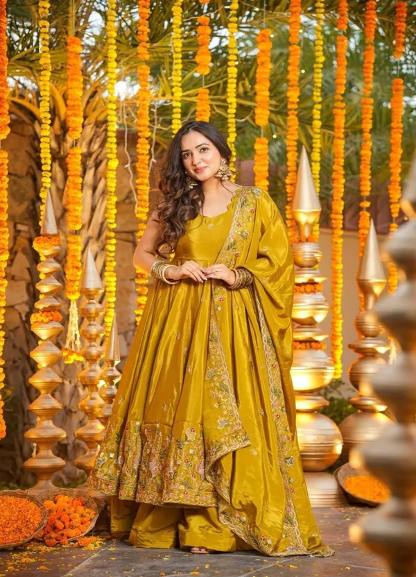 Mustard_Georgette_Anarkali_Suit_Set_For_Women