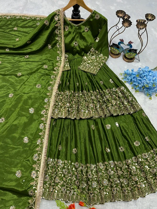 Green_Georgette_Embroidered_Flared_Sharara_Set_For_Women