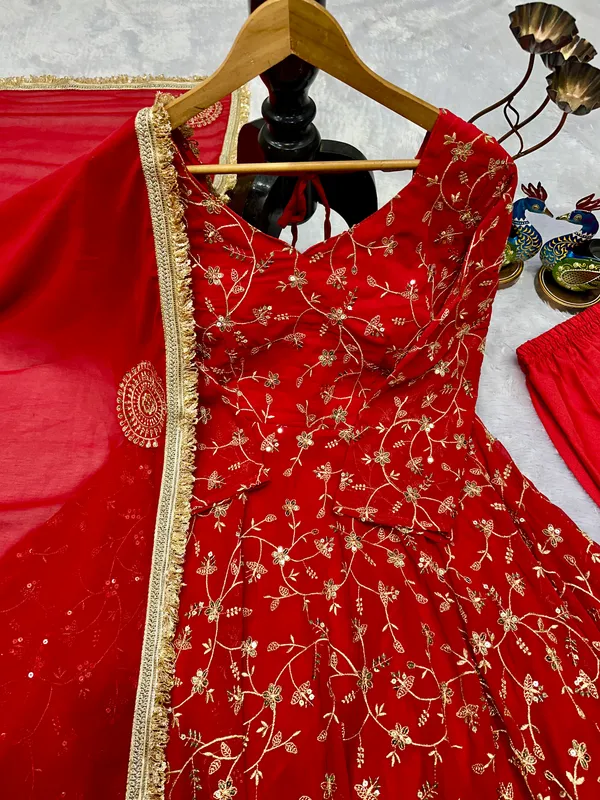 Red_Georgette_Embroidered_Anarkali_Suit_Set_For_Women