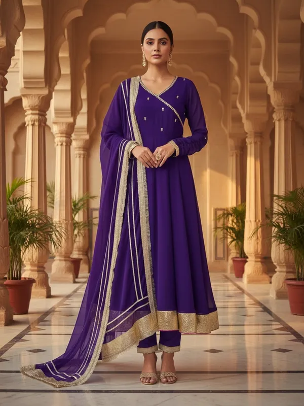 Purple_Georgette_Anarkali_Kurta_Set_For_Women