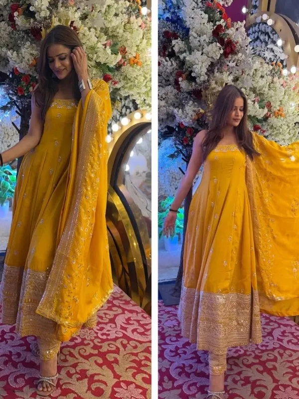 Mustard_Georgette_Embellished_Anarkali_Kurta_With_Bottoms_Dupatta_For_Women