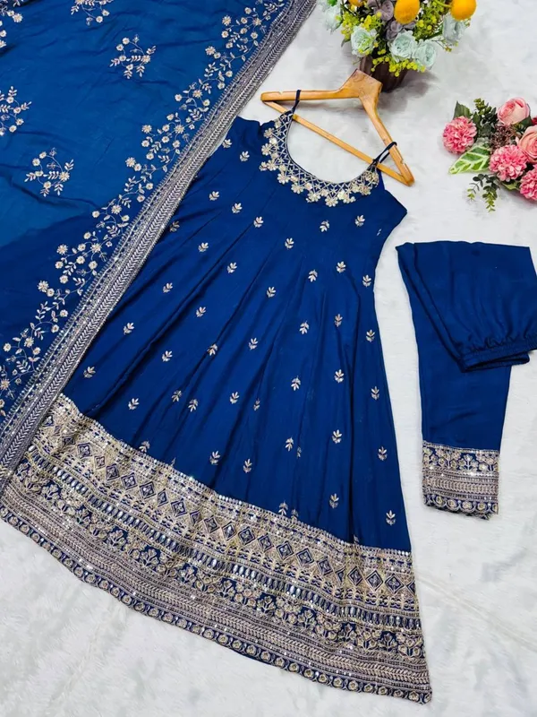 Navy_Blue_Georgette_Printed_Anarkali_Kurta_Set_For_Women
