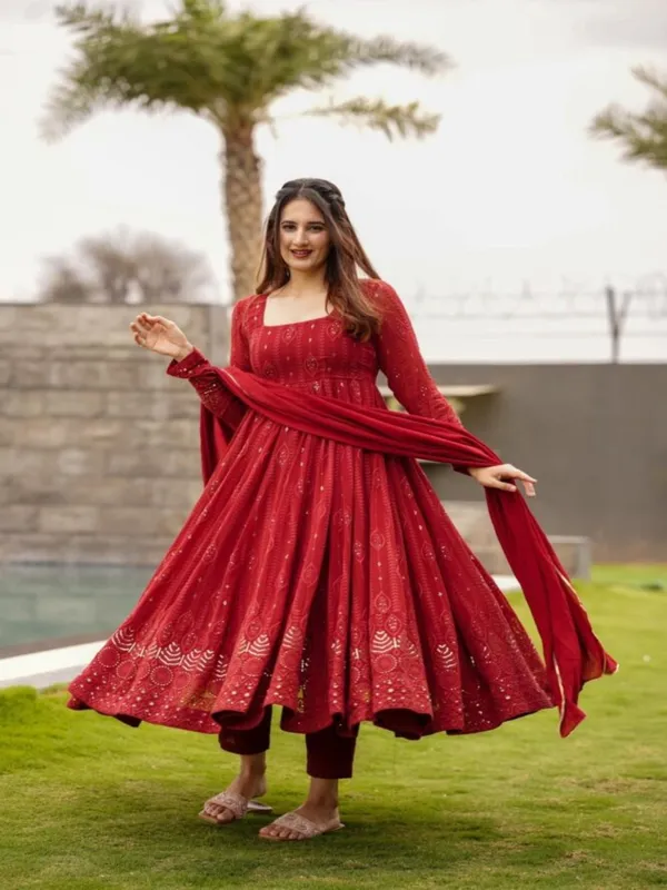 Red_Georgette_Embellished_Anarkali_Suit_Set_For_Women
