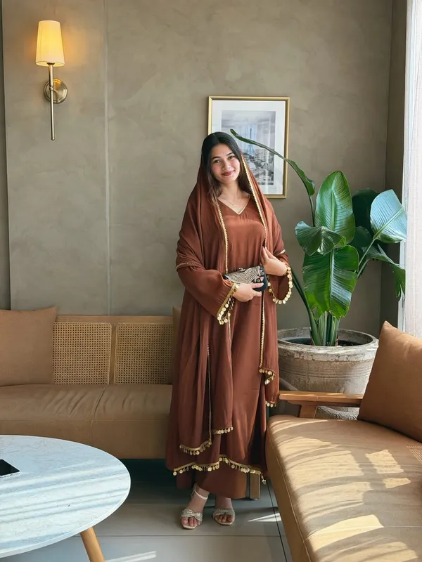 Brown_Georgette_Embellished_Kaftan_Dress_For_Women
