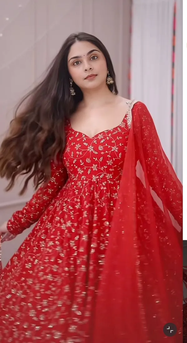 Red_Georgette_Embroidered_Anarkali_Suit_Set_For_Women