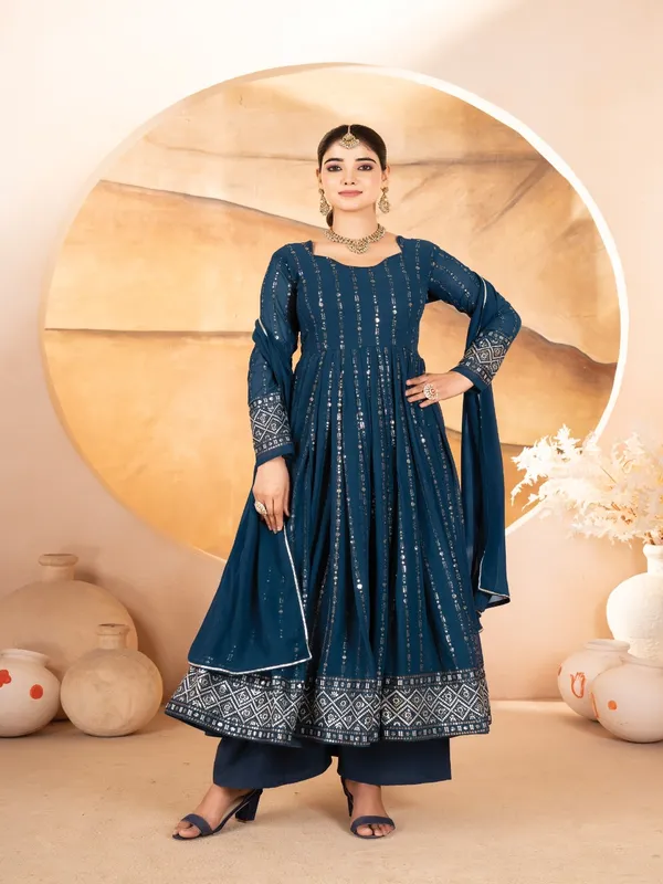 Navy_Blue_Georgette_Embellished_Flared_Anarkali_Suit_Set_For_Women