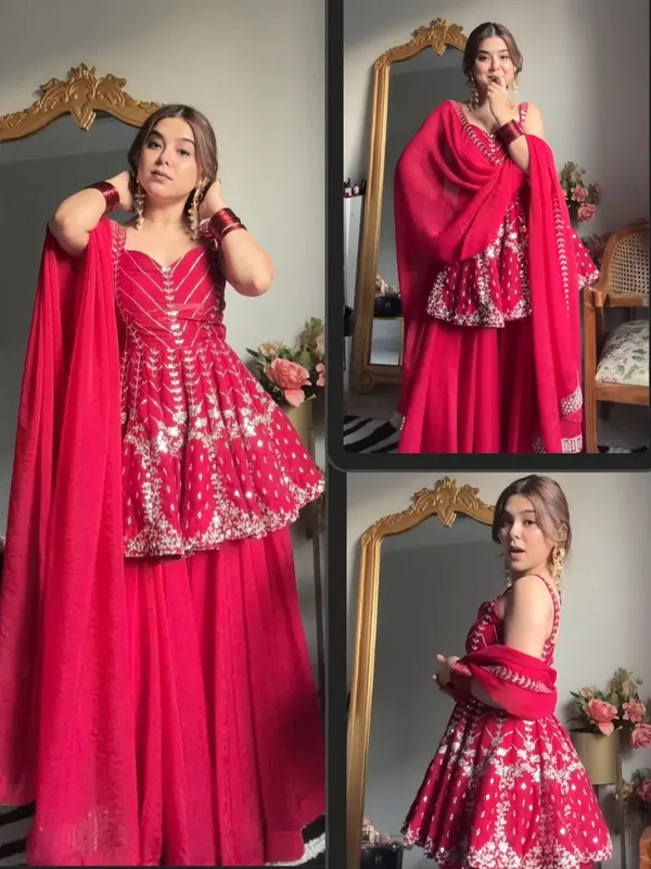Red_Georgette_Embroidered_Anarkali_Kurta_Set_For_Women