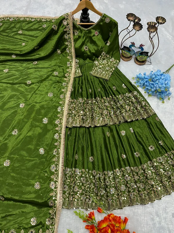 Green_Georgette_Embroidered_Flared_Sharara_Set_For_Women
