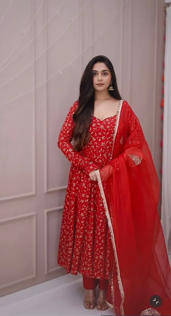 Red_Georgette_Embroidered_Anarkali_Suit_Set_For_Women