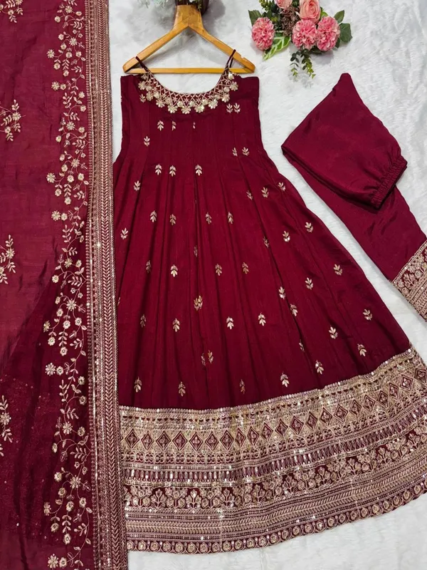 Maroon_Georgette_Embroidered_Anarkali_Suit_Set_For_Women