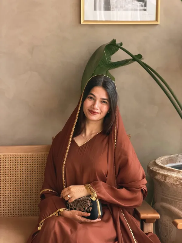 Brown_Georgette_Embellished_Kaftan_Dress_For_Women
