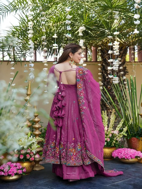 Magenta_Georgette_Embroidered_Anarkali_Suit_Set_For_Women