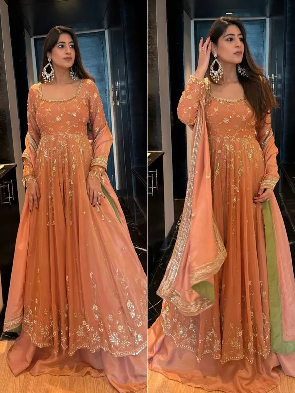 Peach_Georgette_Anarkali_Suit_Set_With_Dupatta_For_Women