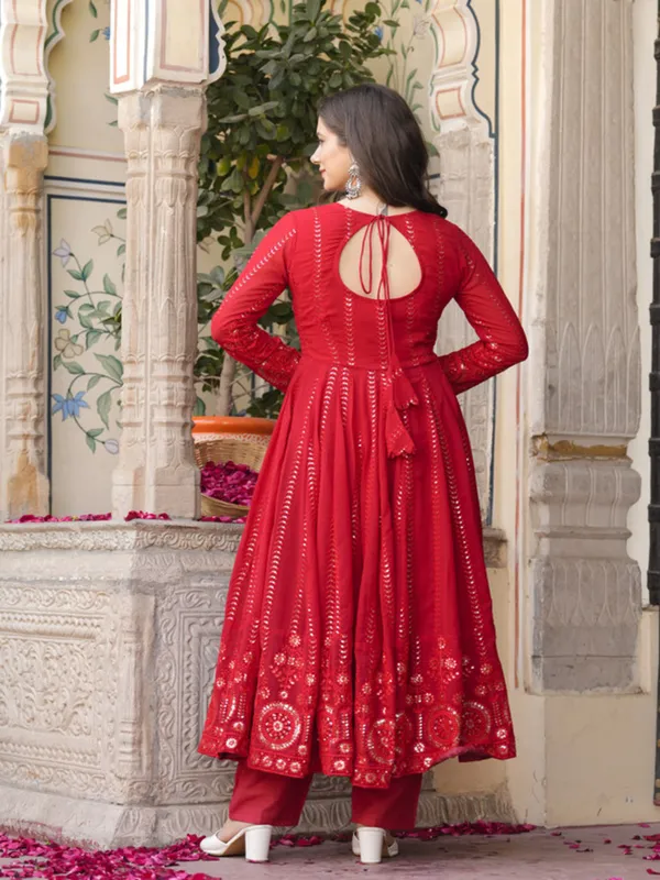 Red_Georgette_Embellished_Anarkali_Kurta_Set_For_Women