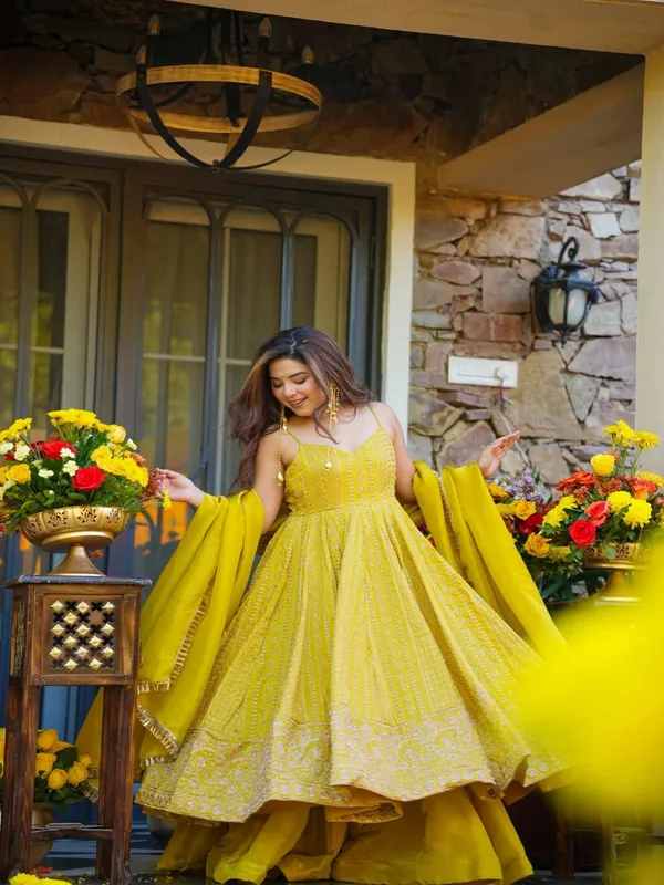 Yellow_Georgette_Anarkali_Kurta_With_Bottom_And_Dupatta_For_Women