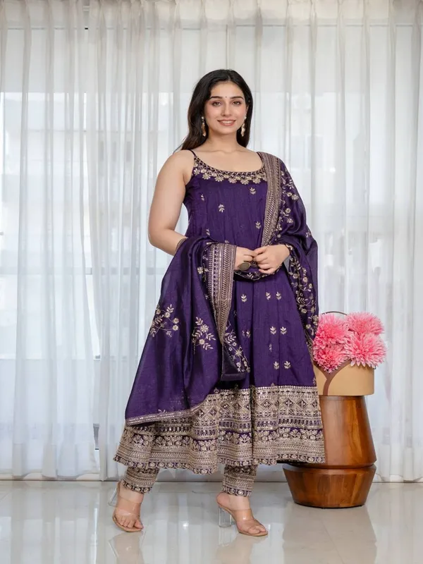 Purple_Georgette_Embroidered_Anarkali_Kurta_With_Dupatta_Bottoms_For_Women