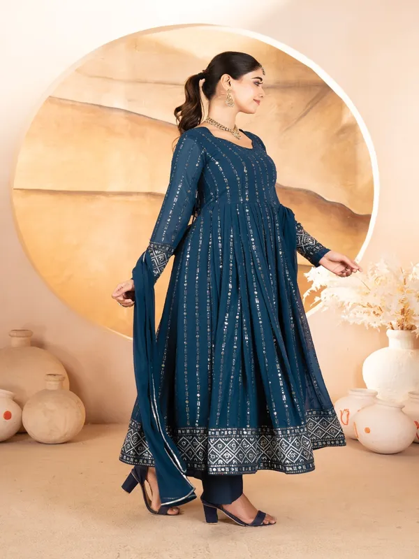 Navy_Blue_Georgette_Embellished_Flared_Anarkali_Suit_Set_For_Women