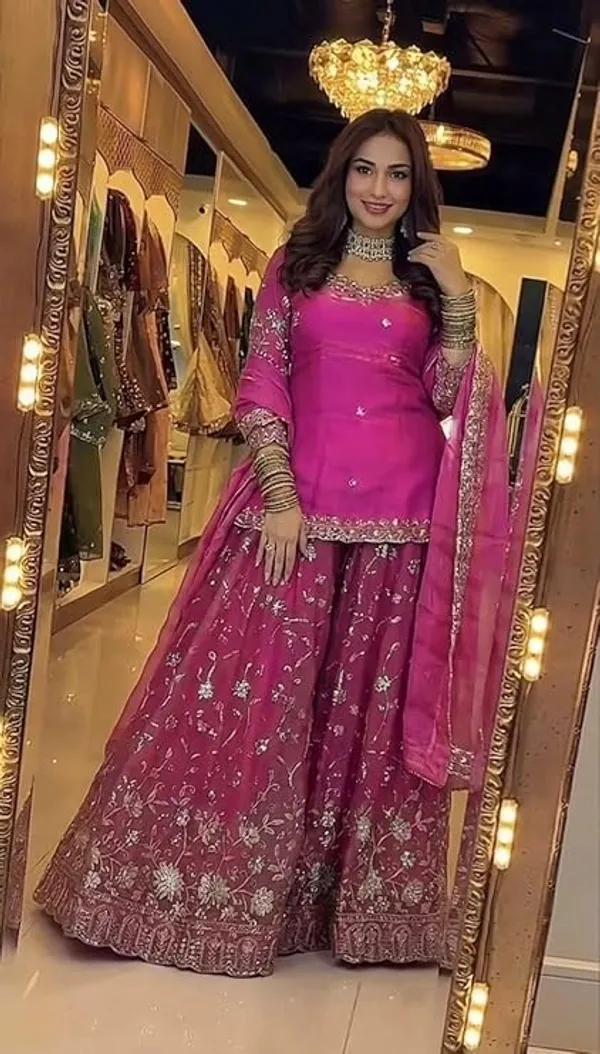 Pink_Georgette_Embellished_Flared_Sharara_Set_For_Women